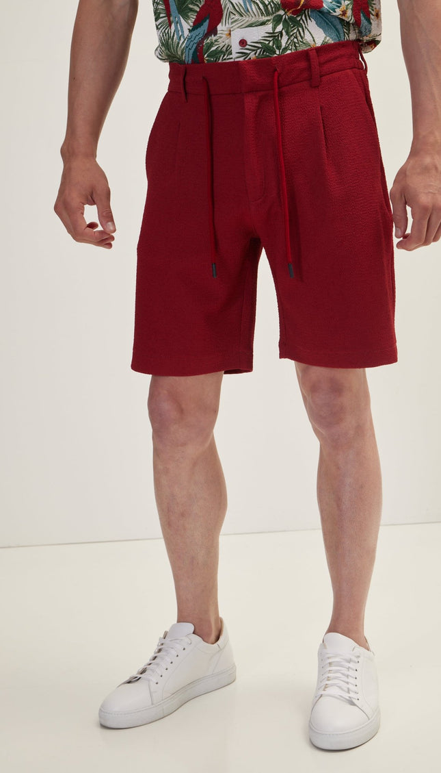 Waffle Stretch Beach Day Shorts - Burgundy - Ron Tomson