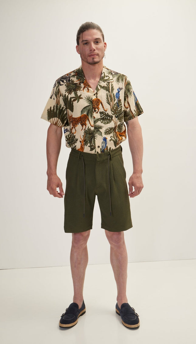 Waffle Stretch Beach Day Shorts - Green - Ron Tomson