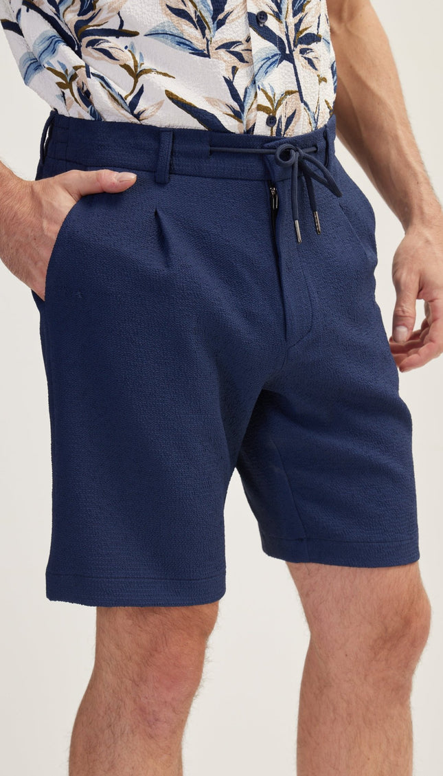 Waffle Stretch Beach Day Shorts - Navy - Ron Tomson