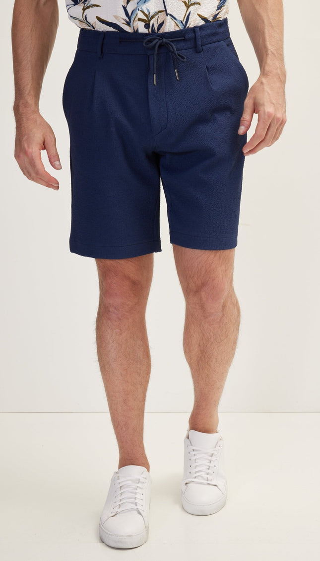 Waffle Stretch Beach Day Shorts - Navy - Ron Tomson