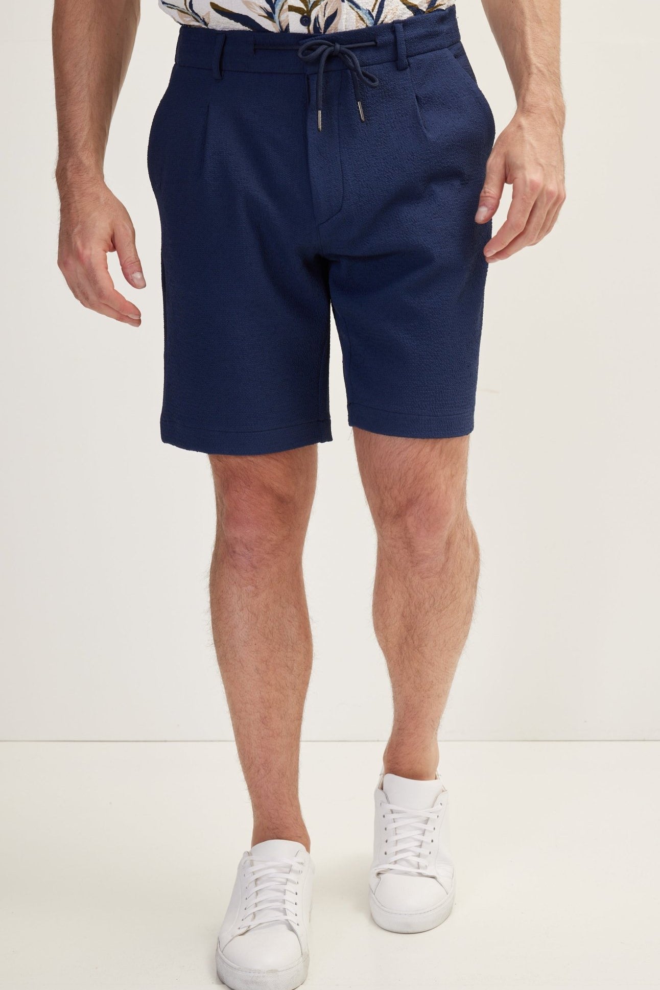Waffle Stretch Beach Day Shorts - Navy - Ron Tomson