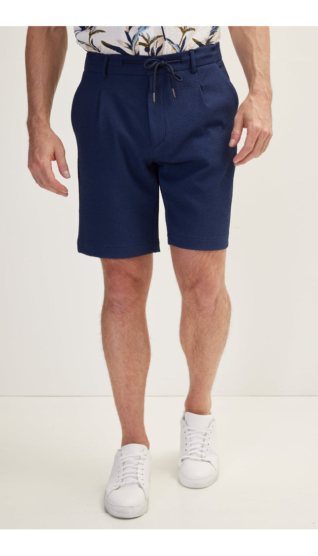 Waffle Stretch Beach Day Shorts - Navy - Ron Tomson