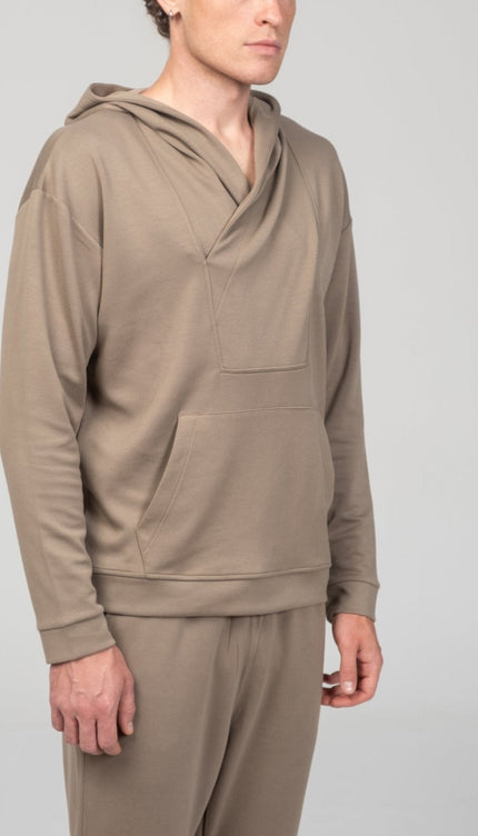 Weekend Hooded Sweater - Dark Beige - Ron Tomson