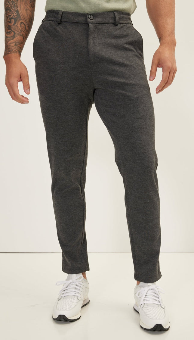 Weekend Knitted Fit Slacks - Anthracite - Ron Tomson