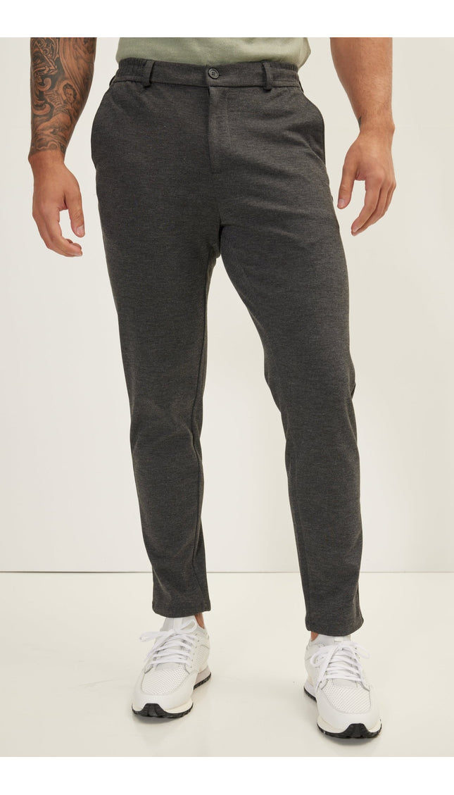 Weekend Knitted Fit Slacks - Anthracite - Ron Tomson