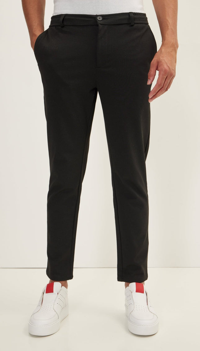 Weekend Knitted Fit Slacks - Black - Ron Tomson