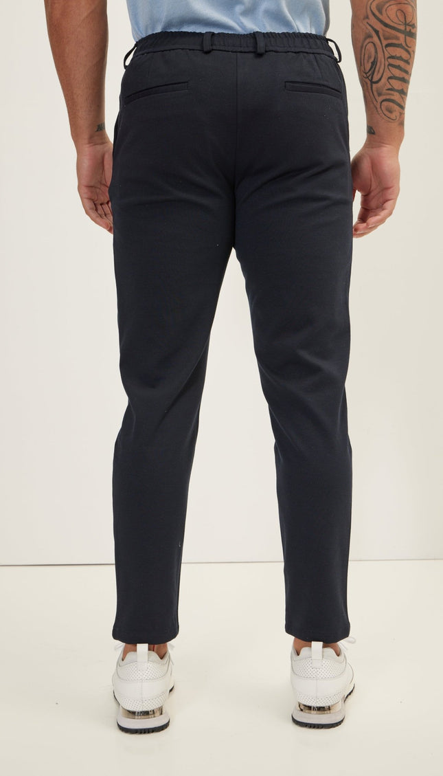 Weekend Knitted Fit Slacks - Navy - Ron Tomson