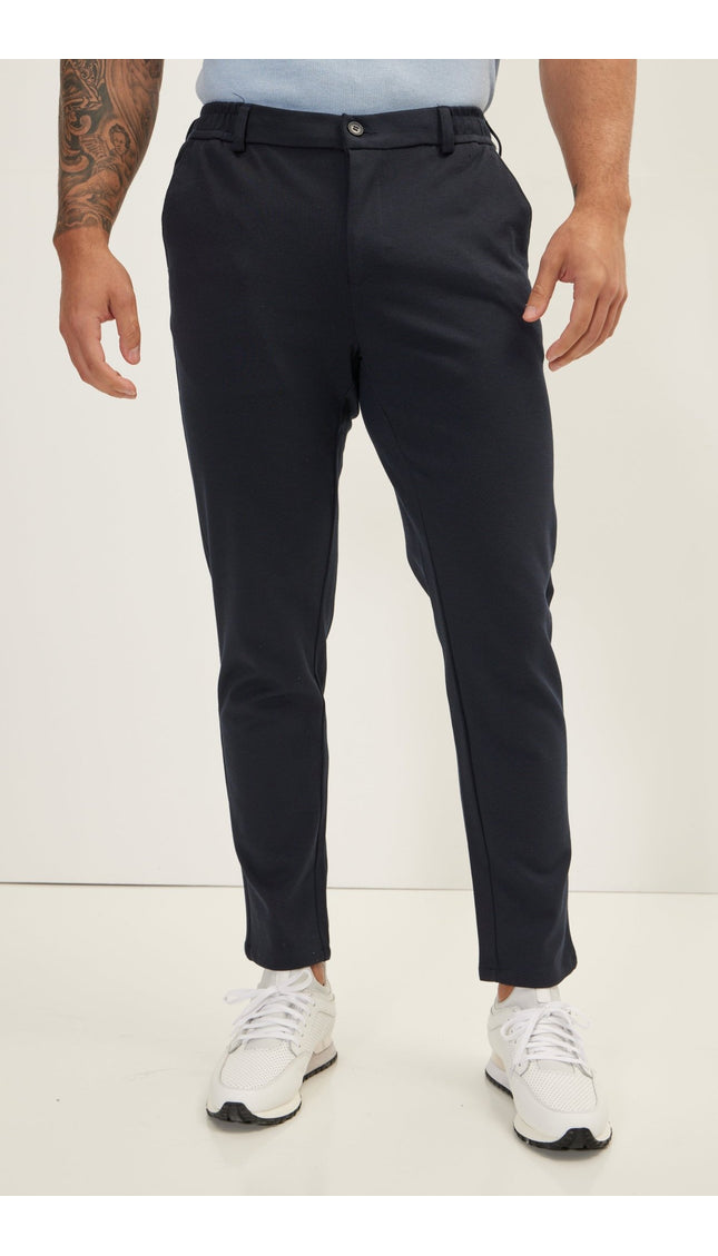 Weekend Knitted Fit Slacks - Navy - Ron Tomson