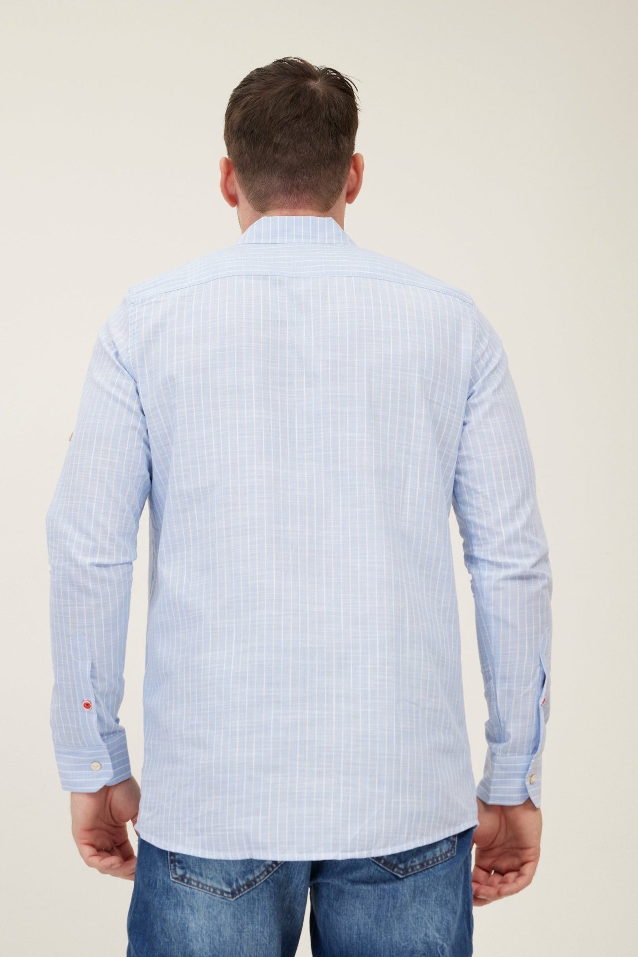 Western Striped Cotton Shirt - Blue - Ron Tomson