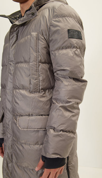 Wide Hooded Long Padded Coat - Vizon - Ron Tomson