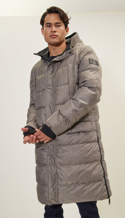 Wide Hooded Long Padded Coat - Vizon - Ron Tomson