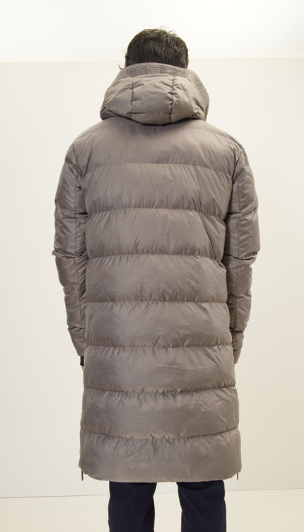 Wide Hooded Long Padded Coat - Vizon - Ron Tomson