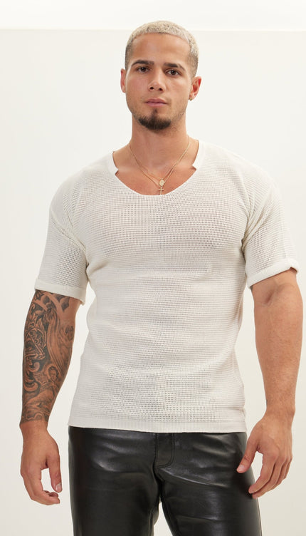 Wide Neck T - Shirt - White - Ron Tomson