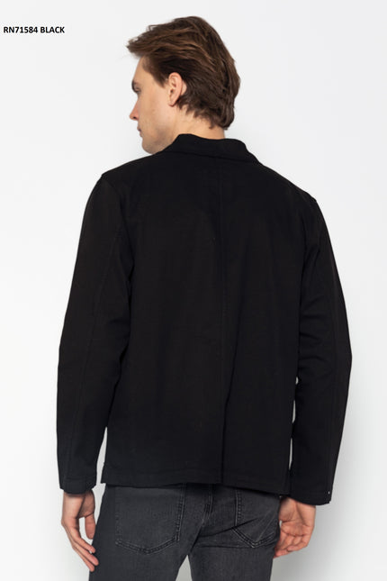 Wide Pocket Lightweight Cotton Jacket - Black - Ron Tomson