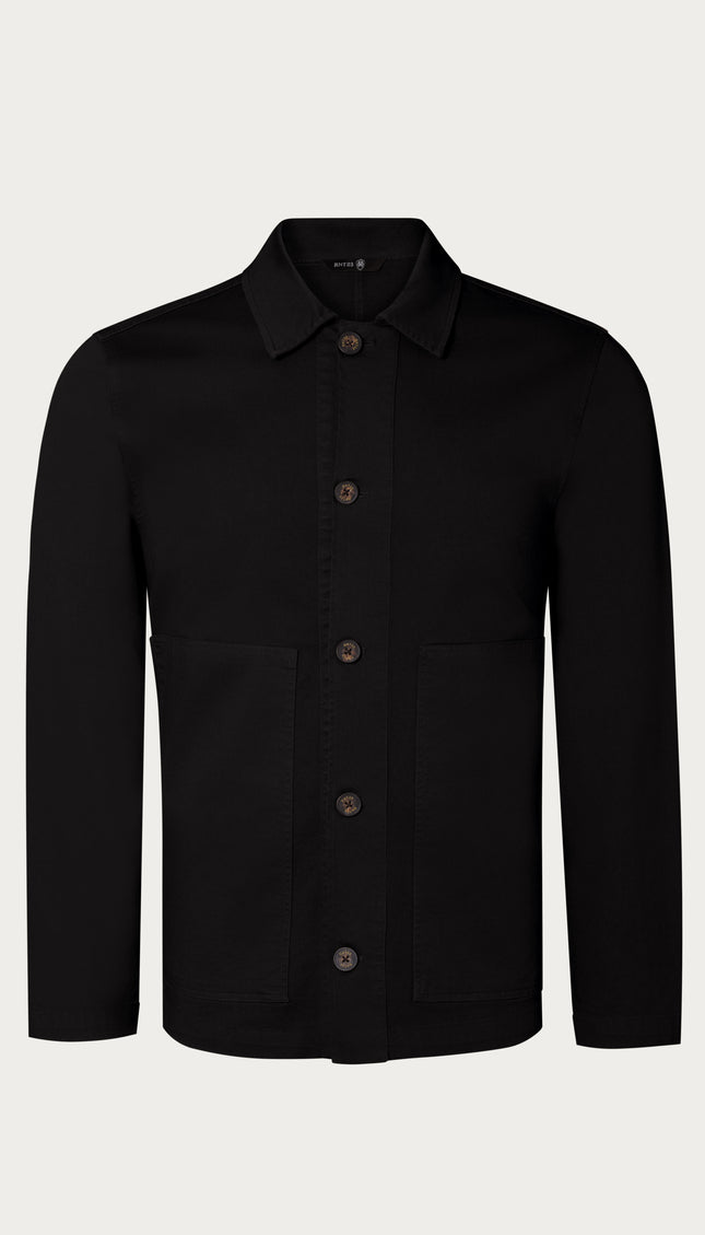 Wide Pocket Lightweight Cotton Jacket - Black - Ron Tomson
