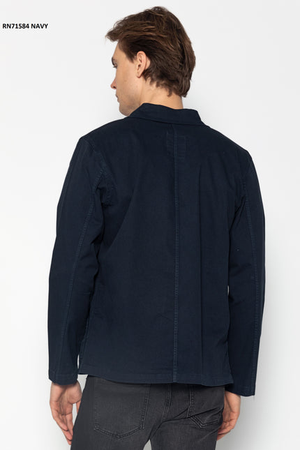 Wide Pocket Lightweight Cotton Jacket - Navy - Ron Tomson