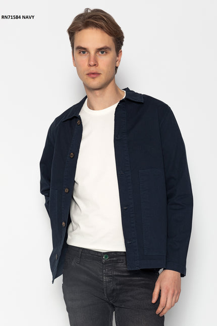 Wide Pocket Lightweight Cotton Jacket - Navy - Ron Tomson