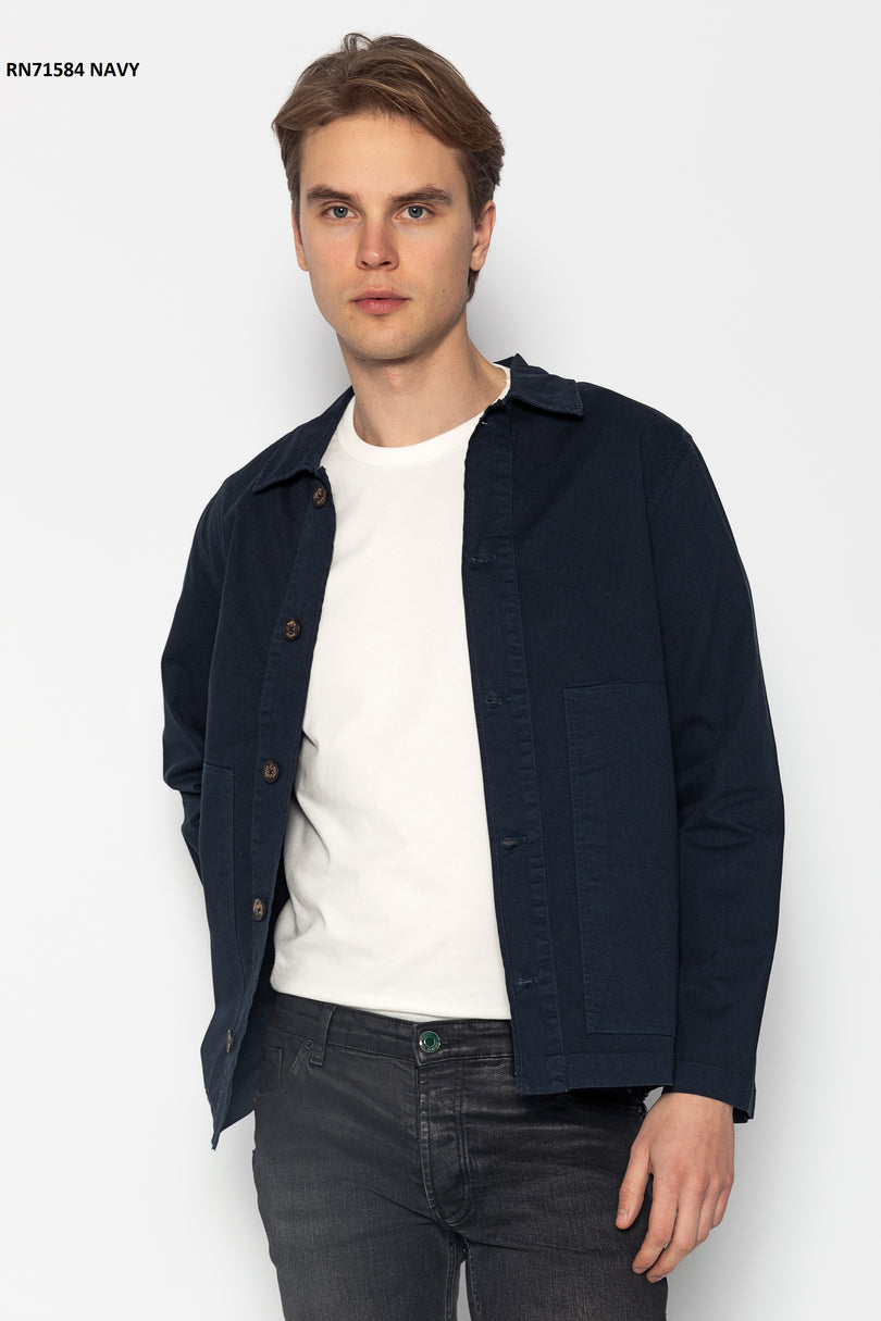 Wide Pocket Lightweight Cotton Jacket - Navy - Ron Tomson