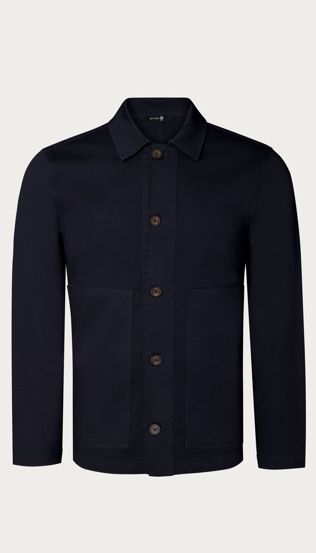 Wide Pocket Lightweight Cotton Jacket - Navy - Ron Tomson