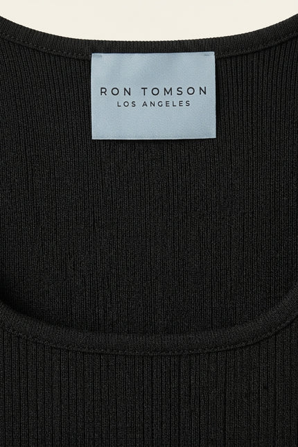 Wide Strap Micro Crop Top - Black - Detail