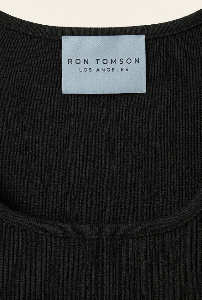 Wide Strap Micro Crop Top - Black - Detail
