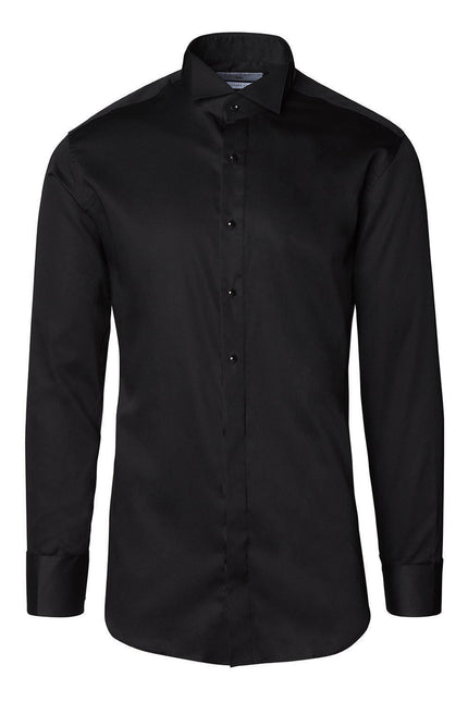 Wing Classical Top Front Stud Tuxedo Shirt - Black - Ron Tomson