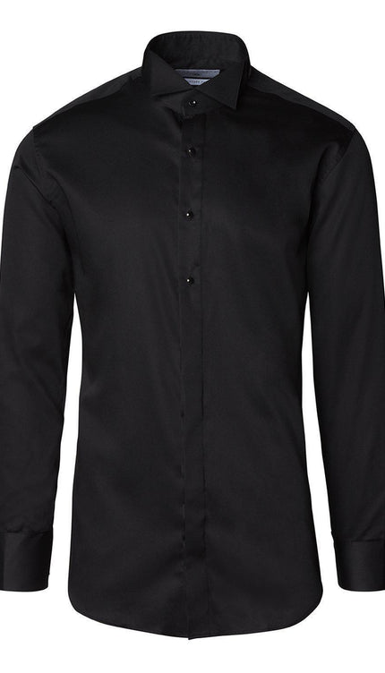Wing Classical Top Front Stud Tuxedo Shirt - Black - Ron Tomson
