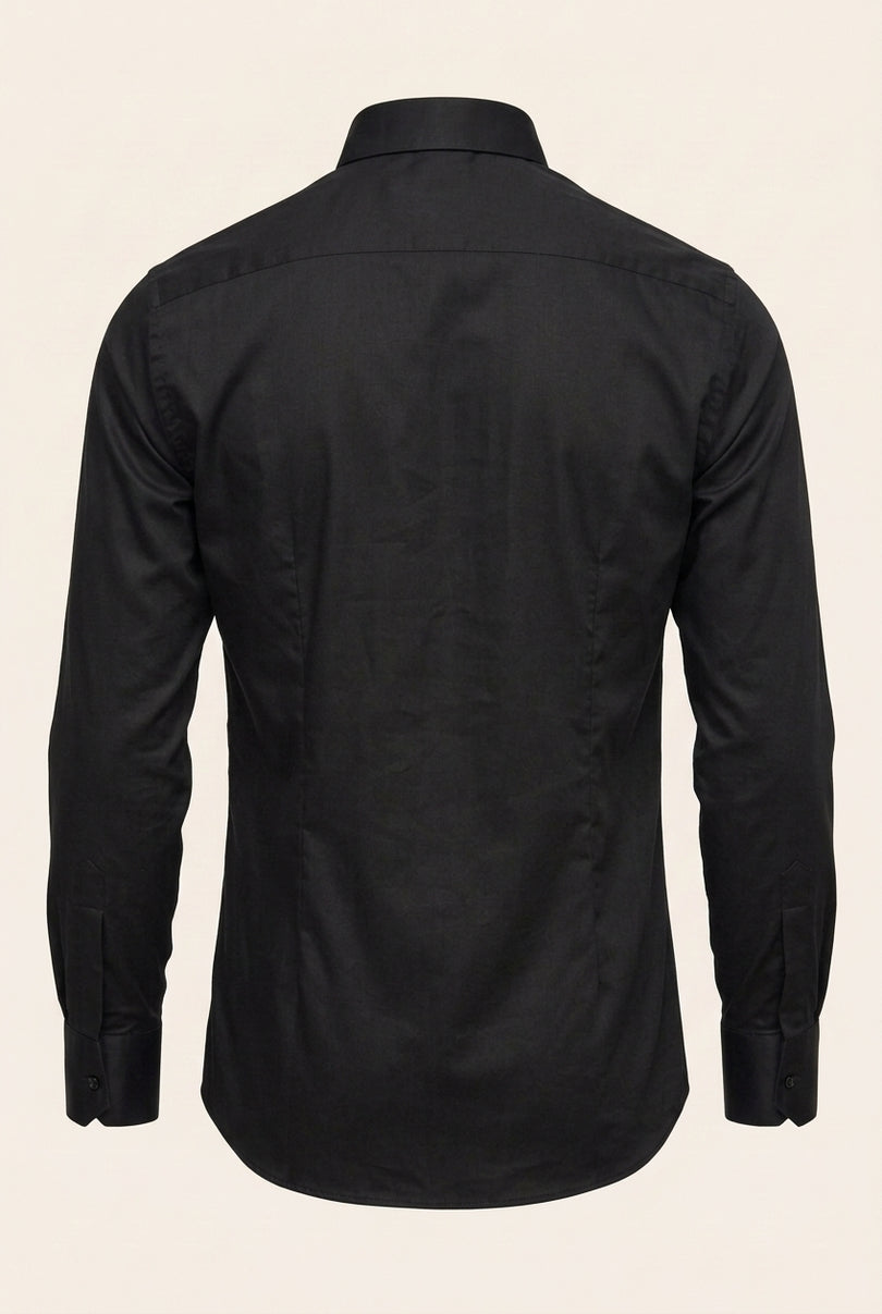 Wing Classical Top  Front Stud Tuxedo Shirt - Black - Back