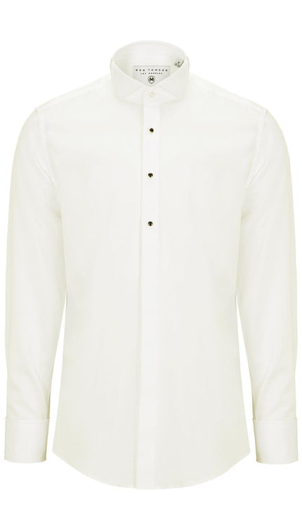 Wing Classical Top Front Stud Tuxedo Shirt - Light Beige - Ron Tomson