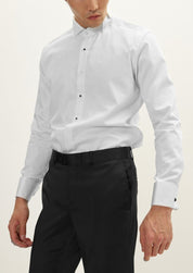 Wing Classical Top Front Stud Tuxedo Shirt - White - Ron Tomson