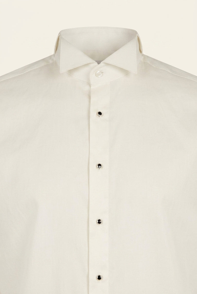 Wing Collar Tuxedo Shirt - Light Beige - Detail