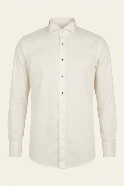Wing Collar Tuxedo Shirt - Light Beige - Front