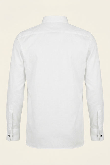 Wing Collar Tuxedo Shirt - White - Back