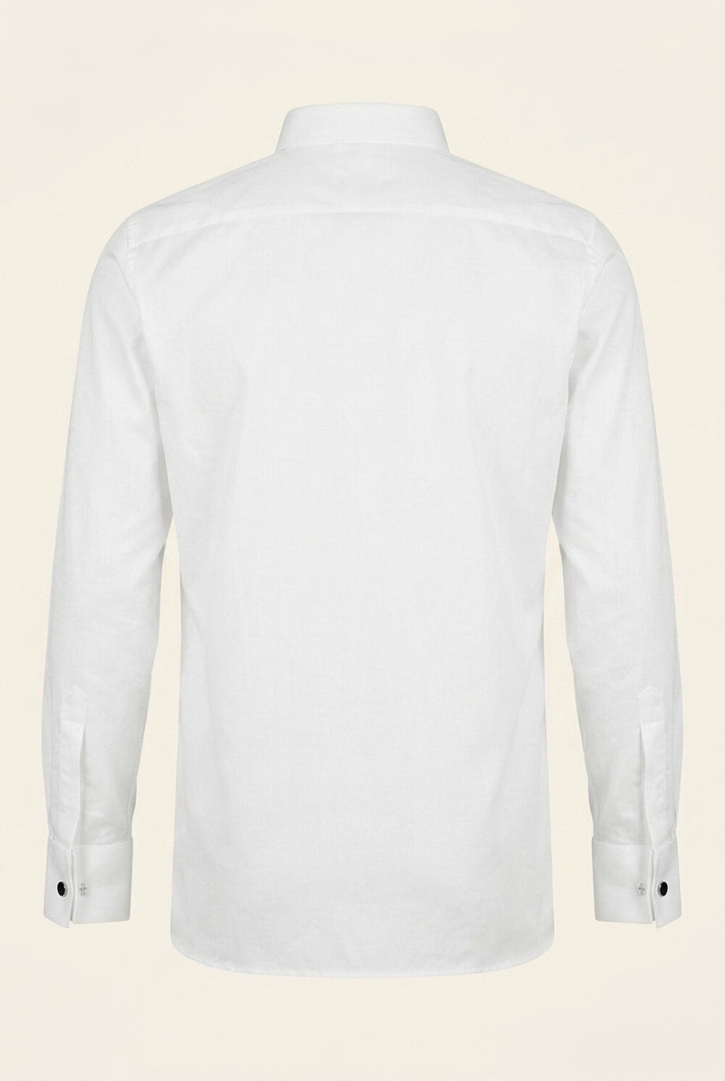 Wing Collar Tuxedo Shirt - White - Back