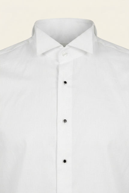 Wing Collar Tuxedo Shirt - White - Detail