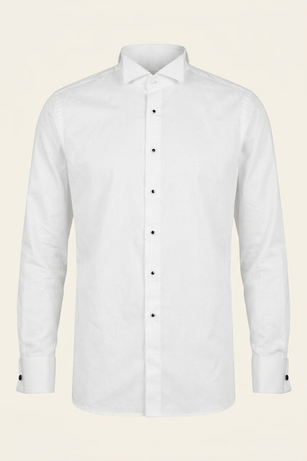 Wing Collar Tuxedo Shirt - White - Front