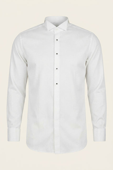 Wing Collar Tuxedo Shirt - White - Front