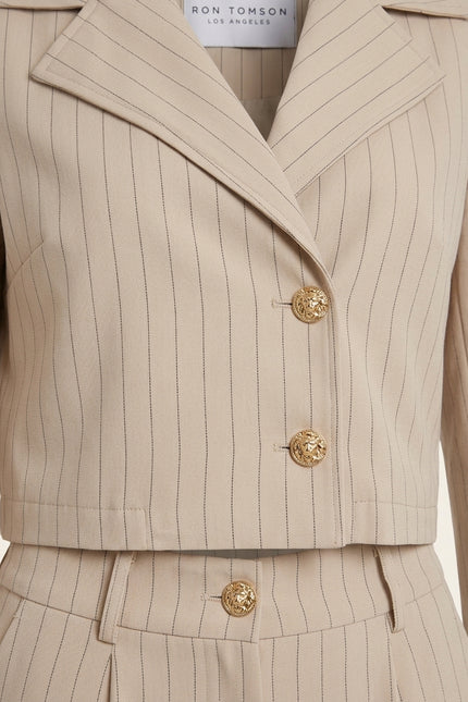 Women's Pinstripe Suit - Stone - Detail