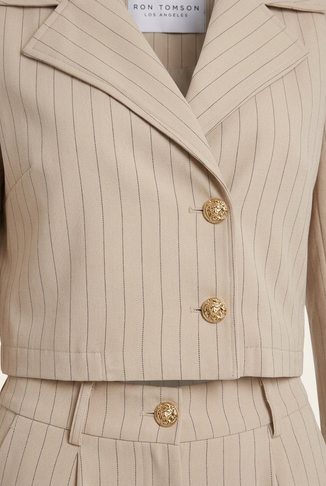 Women's Pinstripe Suit - Stone - Detail