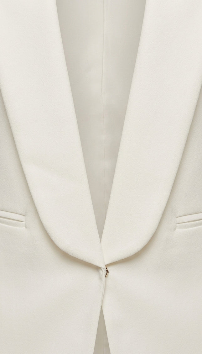 Women's Shawl Lapel Blazer - White - Detail