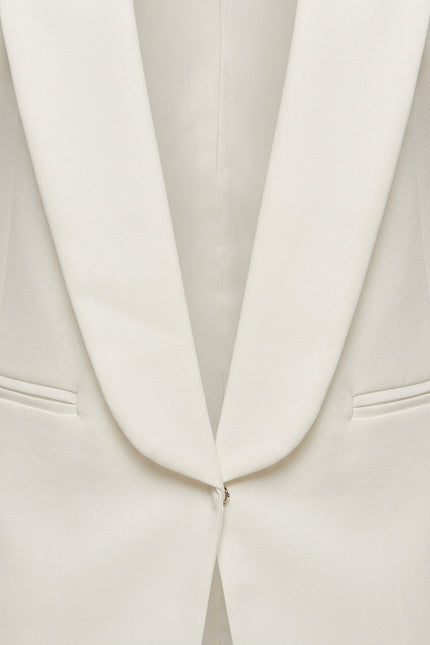 Women's Shawl Lapel Blazer - White - Detail