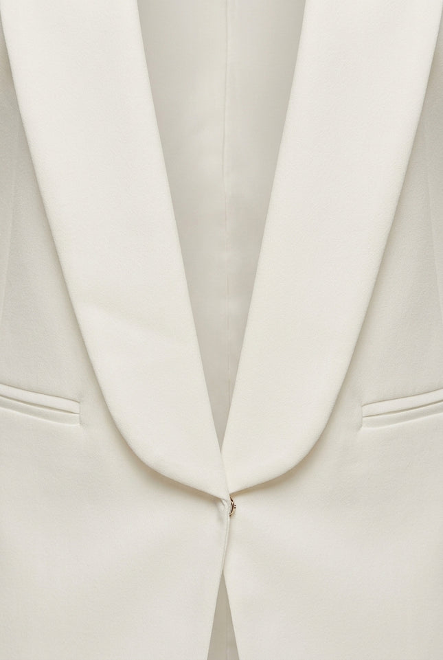 Women's Shawl Lapel Blazer - White - Detail