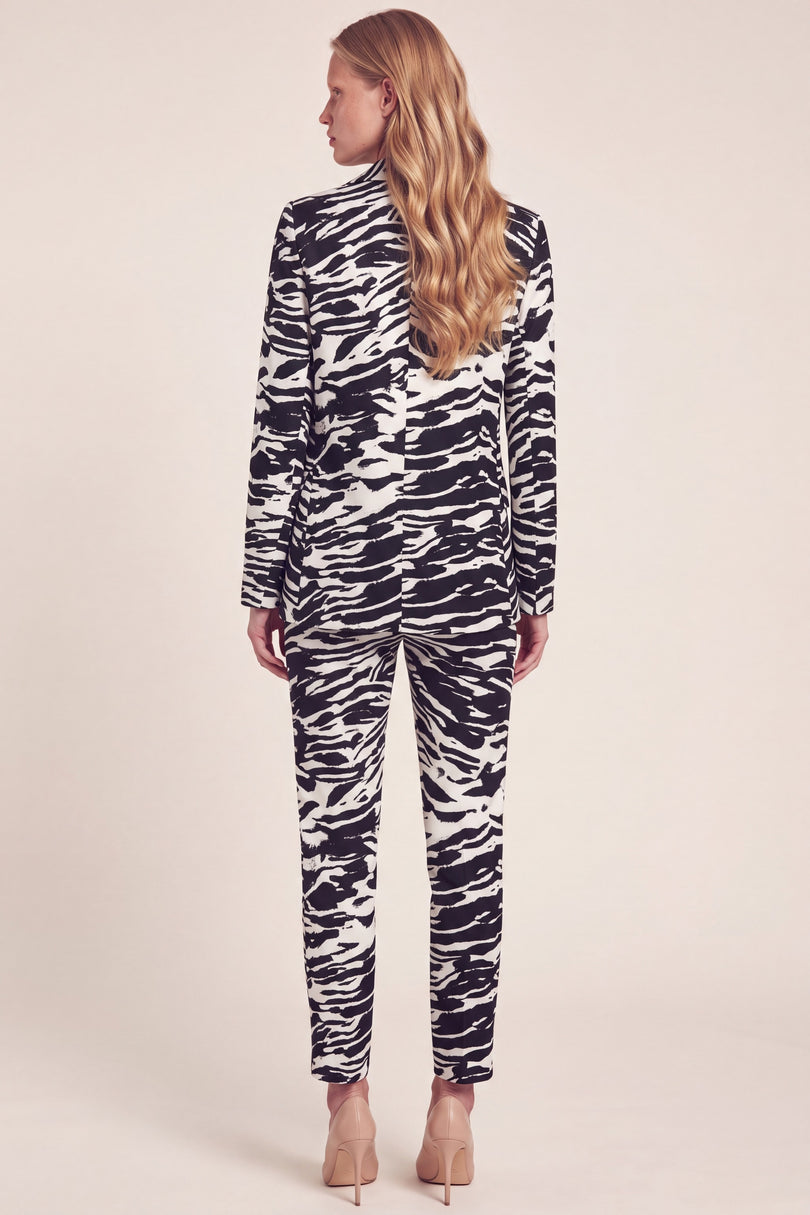 Zebra Print Suit Jacket - Black White - back view