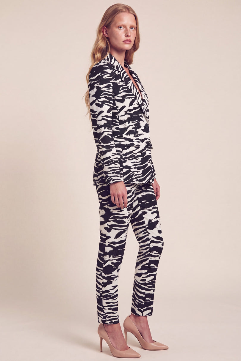Zebra Print Suit Jacket - Black White - side view