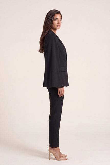 Double-Breasted Cape Blazer - Black - side view