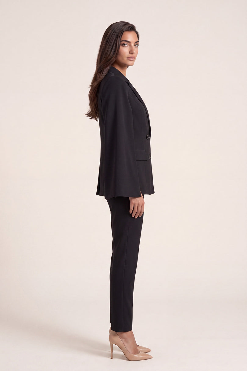 Double-Breasted Cape Blazer - Black - side view