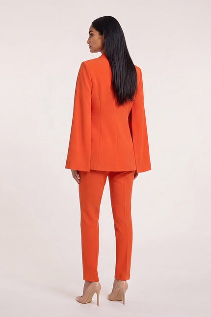 Double-Breasted Cape Blazer - Orange - back view