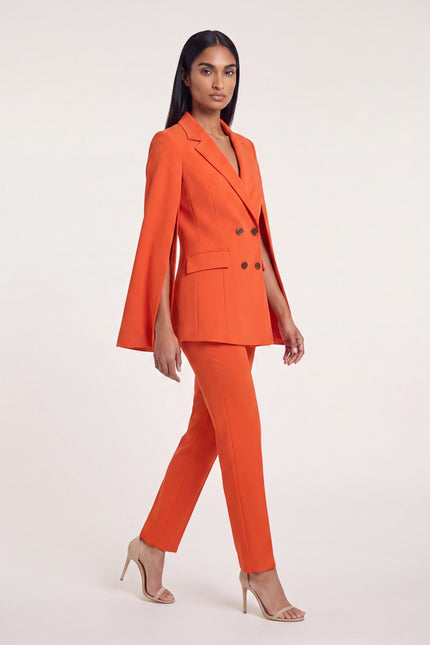 Double-Breasted Cape Blazer - Orange - side view
