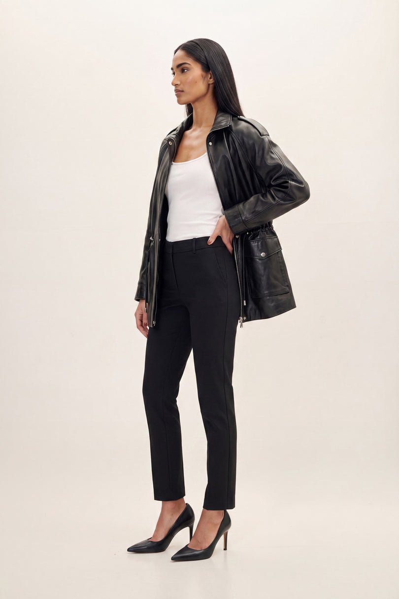 Nappa Lambskin Safari Jacket - Black - side view