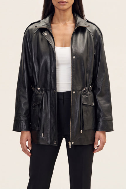 Nappa Lambskin Safari Jacket - Black - detail view